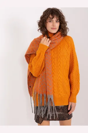 Italy Moda Oranžová vzorovaná šála s třásněmi AT-SZ-23125.75-orange