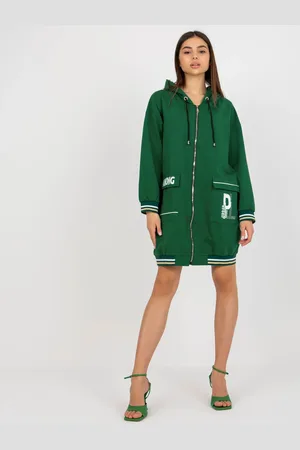 RELEVANCE Tmavě zelená oversize mikina s kapsami RV-BL-8149.91P-dark green
