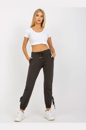RELEVANCE Khaki tepláky se stažením -RV-DR-7943.19-khaki