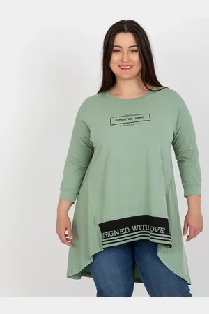 RELEVANCE Zelená asymetrická tunika s potiskem RV-TU-7779.69-green