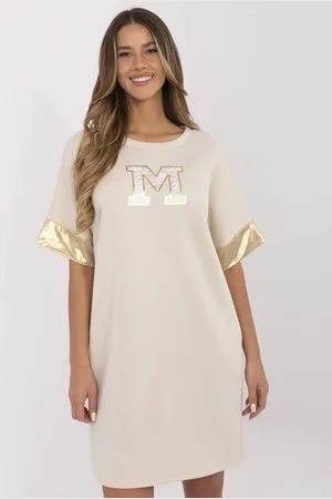 Italy Moda Světle béžové oversize mikinové šaty MI-SK-A6192.52- beige