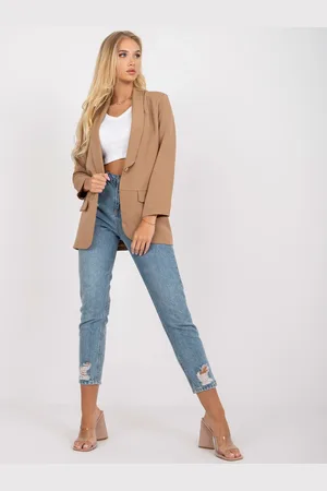 Italy Moda Tmavě béžové elegantní sako DHJ-MA-15621.12X-dark beige