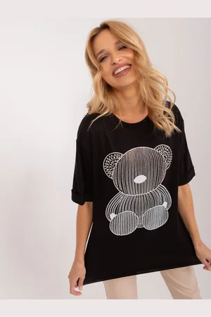 Mint Černé oversize tričko s potiskem medvídka PM-TS-4575.30-black