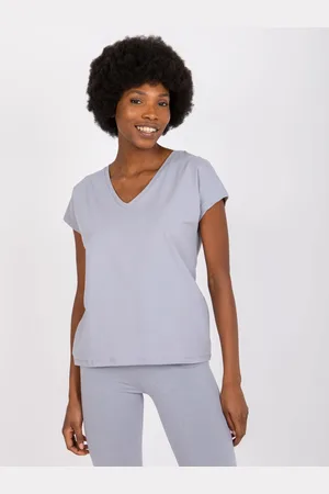 BASIC FEEL GOOD Šedé basic tričko Arlette s "V" výstřihem AP-TS-A-004-grey