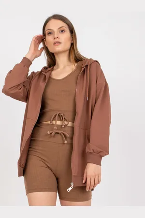 Fancy Hnědý třídílný set topu, kraťasů a mikiny -FA-KMPL-7742.56P-brown