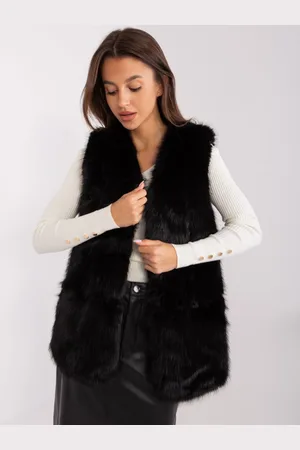 Italy Moda Černá chlupatá kožíšková vesta AT-KZ-2368.00P-black