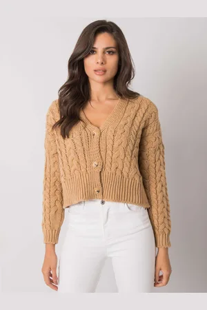 Sublevel Hnědý pletený svetr s knoflíky D90031J90792A1-camel