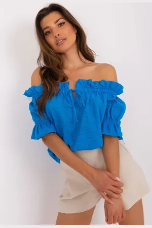 Basics from Amsterdam Modrá madeirová romantická halenka LK-BZ-509355.68P-blue