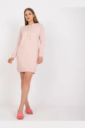 BASIC FEEL GOOD Světle růžové mikinové šaty -AP-SK-A-006.73-light pink