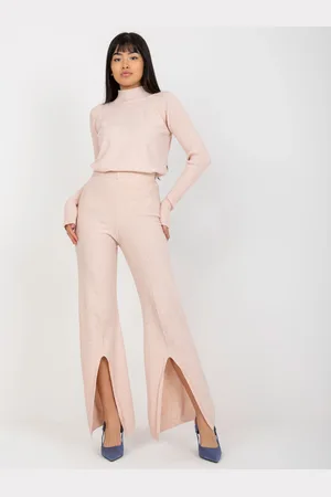 COCO ANGELO Světle růžové zvonové kalhoty s rozparkem VI-SP-20271.97-light pink