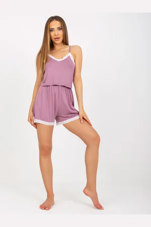 RUE PARIS Tmavě růžové krátké pyžamo RV-KMPL-7993.11-dark pink