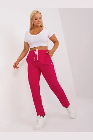 RELEVANCE Tmavě růžové dámské tepláky -RV-DR-8930.62-fuchsia