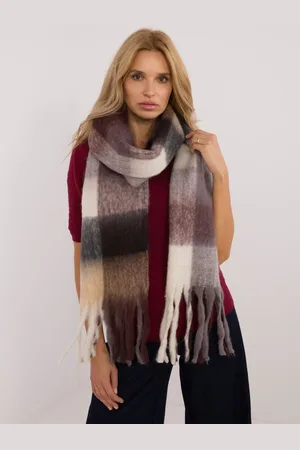 Italy Moda Hnědo-béžový dámský károvaný šál s třásněmi AT-SZ-2312501.62-brown