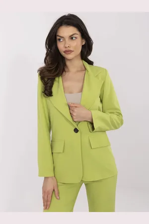 Italy Moda Limetkové dámské sako s ramenními vycpávkami DHJ-MA-18736.12-lime green