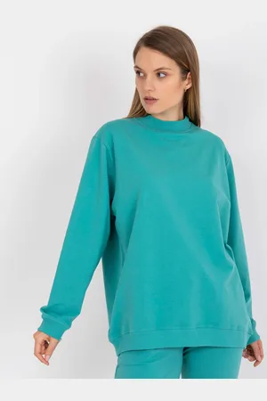 BASIC FEEL GOOD Tyrkysová oversize mikina s rolákem AP-BL-A-R001-turquoise