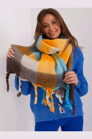 Italy Moda Hnědo-oranžová károvaná šála s třásněmi AT-SZ-2313501.97-brown-orange