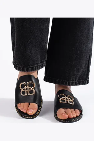 SHELOVET Stylové černé nazouváky KK-722B