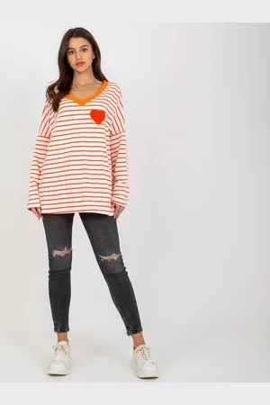 Fancy Oranžovo-bílé pruhované tričko FA-BZ-8259.98-orange