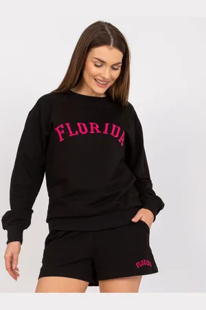 Fancy Černá krátká souprava šortek a mikiny s nápisem "Florida" -FA-KMPL-7676.32-black