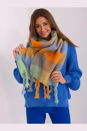 Italy Moda Modro-oranžová károvaná šála s třásněmi AT-SZ-2313501.98-orange
