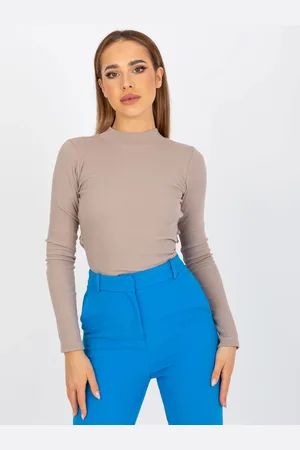 RUE PARIS Tmavě béžová halenka s holými zády RV-BZ-7987.49-dark beige