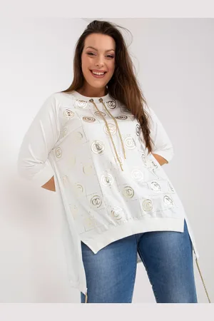RELEVANCE Bílá asymetrická tunika s potiskem -RV-SK-7726.56P-white