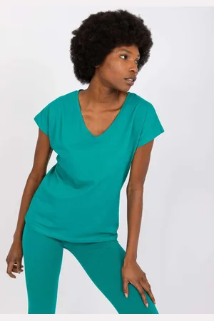 BASIC FEEL GOOD Zelené basic tričko Arlette s "V" výstřihem AP-TS-A-004-green