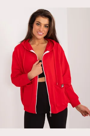 RELEVANCE Červená mikina na zip s kapucí -RV-BL-9136.06-red