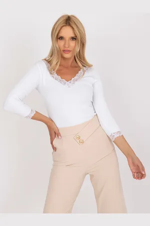 RUE PARIS Bílá halenka s krajkou -RV-BZ-7843.44P-white