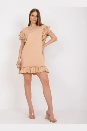Fancy Béžové šaty s volánky FA-SK-7017.72P-beige