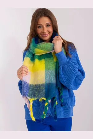 Italy Moda Tmavě modro-žlutá károvaná šála s třásněmi AT-SZ-2313501.97-dark blue-yellow