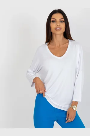RELEVANCE Bílá jednobarevná halenka s 3/4 rukávem RV-BZ-7663.05-white