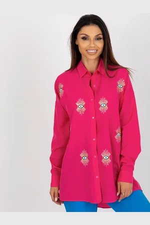 Basics from Amsterdam Tmavě růžová delší košile s potiskem TO-KS-7004.29-dark pink