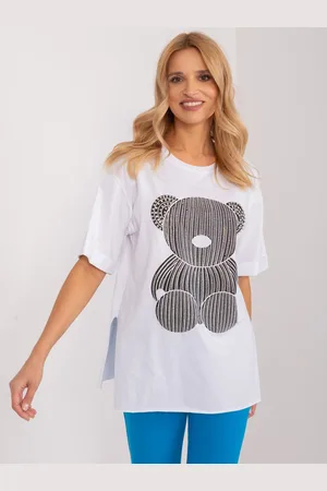 Mint Bílé oversize tričko s potiskem medvídka PM-TS-4575.30-white