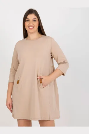 RELEVANCE Tmavě béžové mini šaty s kapsami -RV-SK-6274.36P-dark beige