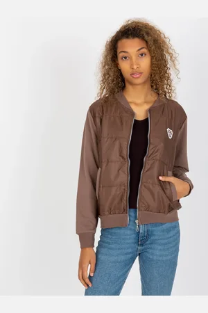 RUE PARIS Hnědá bomber mikina na zip RV-BL-8229.69P-brown