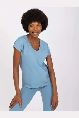BASIC FEEL GOOD Světle modré basic tričko Arlette s "V" výstřihem AP-TS-A-004-light blue