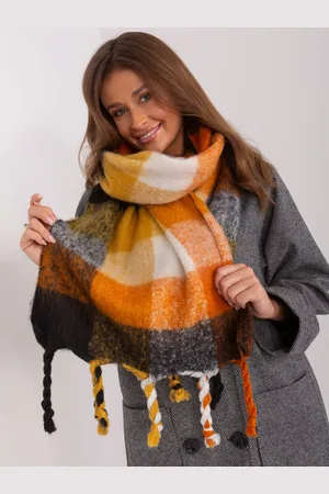Italy Moda Černo-oranžová károvaná šála s třásněmi AT-SZ-2313501.97-black-orange
