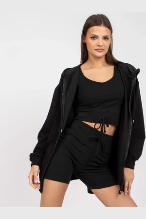 Fancy Černý třídílný set topu, kraťasů a mikiny -FA-KMPL-7742.56P-black