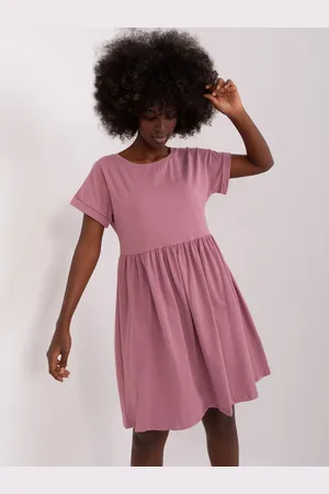 RUE PARIS Růžové šaty DITA s krátkým rukávem RV-SK-5672.03P-dark pink