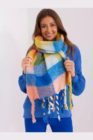Italy Moda Modro-žlutá károvaná šála s třásněmi AT-SZ-2313501.97-yellow-blue