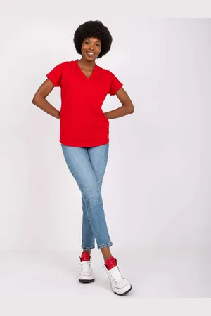 BASIC FEEL GOOD Červené basic tričko Severine se srdíčkem na boku RV-TS-7666.19-red