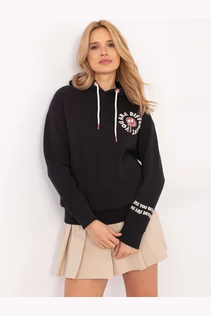 Sublevel Černá stylová dámská mikina s potiskem D10600T02420J-black