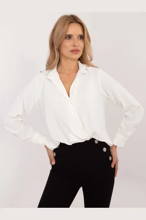 Italy Moda Bílá dámská košile s aplikacemi na límečku DHJ-KS-15260.96-white