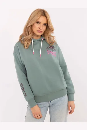 Sublevel Pistáciová dámská mikina s potiskem a kapsami D10600T02420L-green
