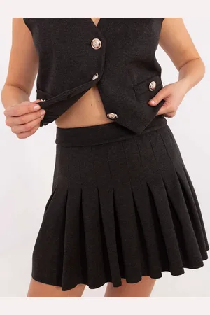 Italy Moda Tmavě šedá dámská plisovaná mini sukně DHJ-SD-A8791.32-dark grey