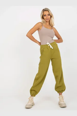 Fancy Olivové dámské tepláky s vysokým pasem FA-DR-8056.43P-olive green