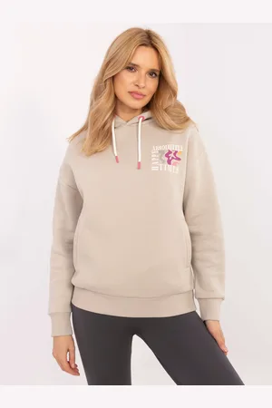Sublevel Béžová dámská mikina s potiskem na zádech D10600T02420M-beige