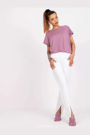 BASIC FEEL GOOD Tmavě růžové tričko s průstřihem s mašlí na zádech RV-BZ-7664.46-dark pink