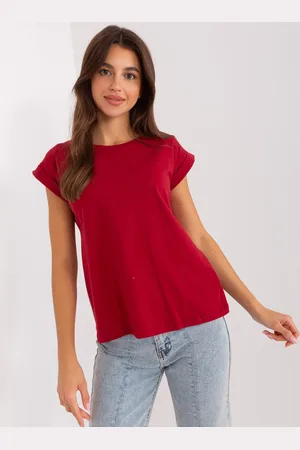 BASIC FEEL GOOD Vínové dámské basic tričko RV-TS-4833.00X-bordo